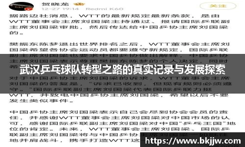 武汉乒乓球队转型之路的真实记录与发展探索